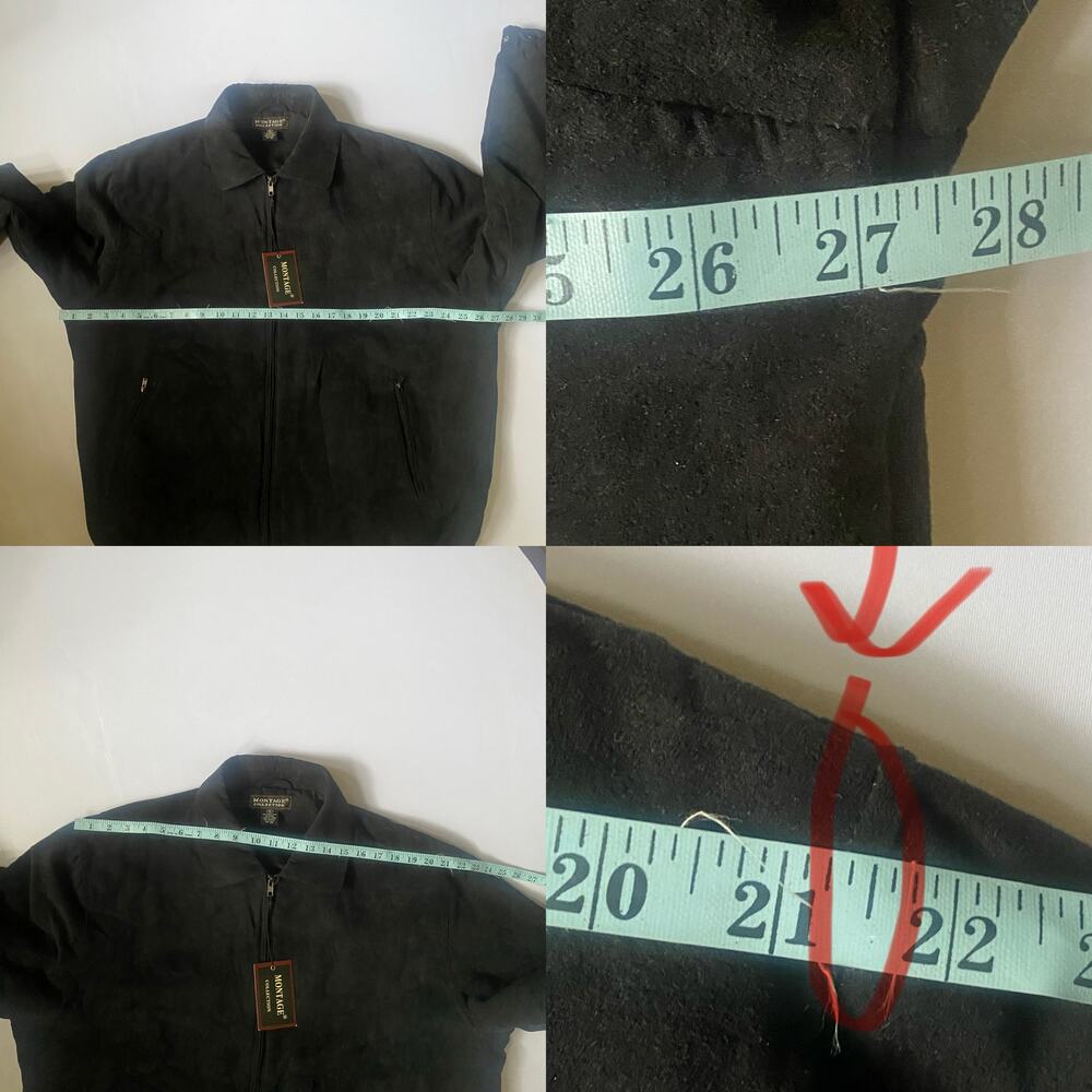 Vintage 90s Faux Suede Bomber Jacket XL Men Blue Black Zip Microfiber - Picture 10 of 17